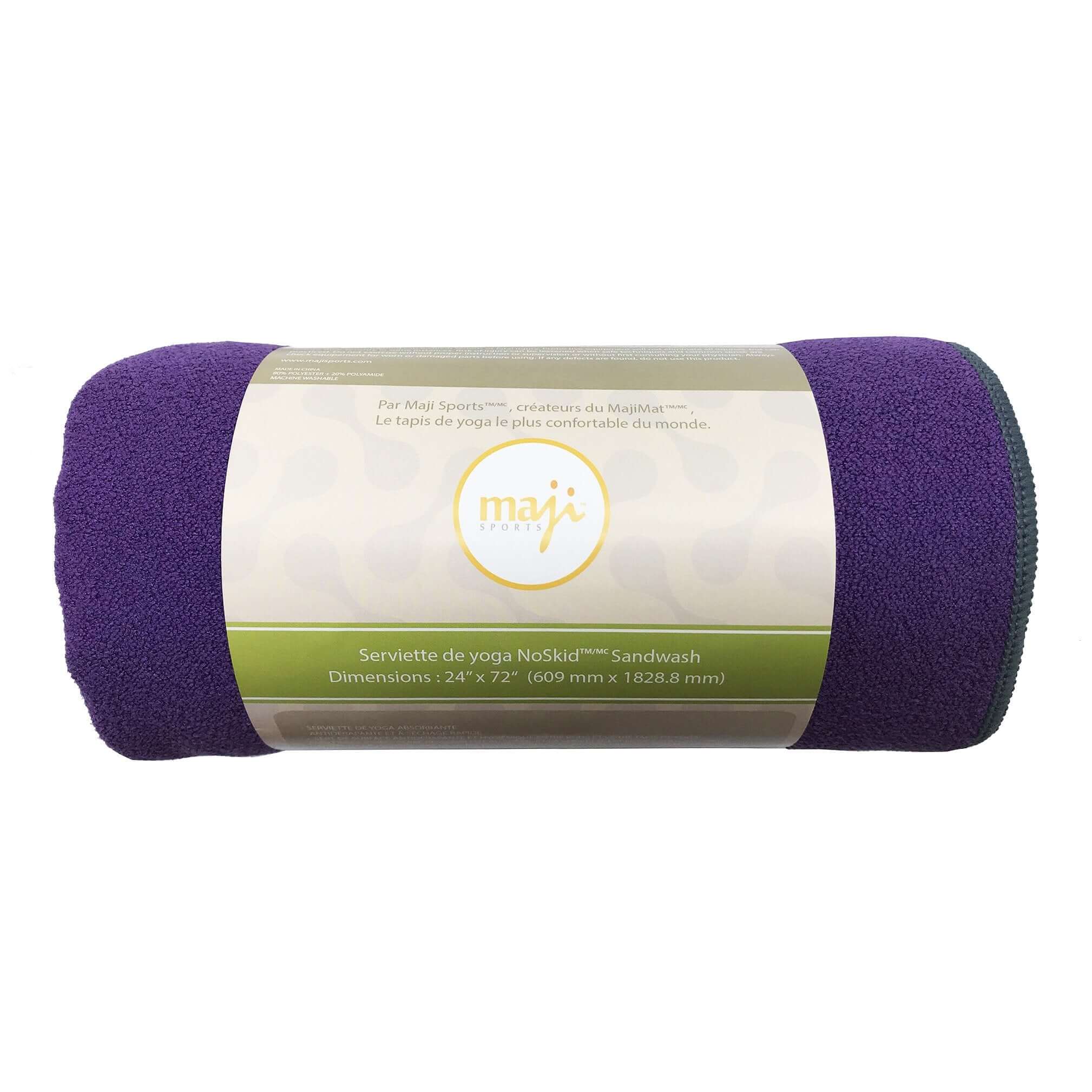 NoSkid Sand-Washed Yoga Mat Towel in various colors, showcasing its soft suede-like texture and slip-resistant surface.